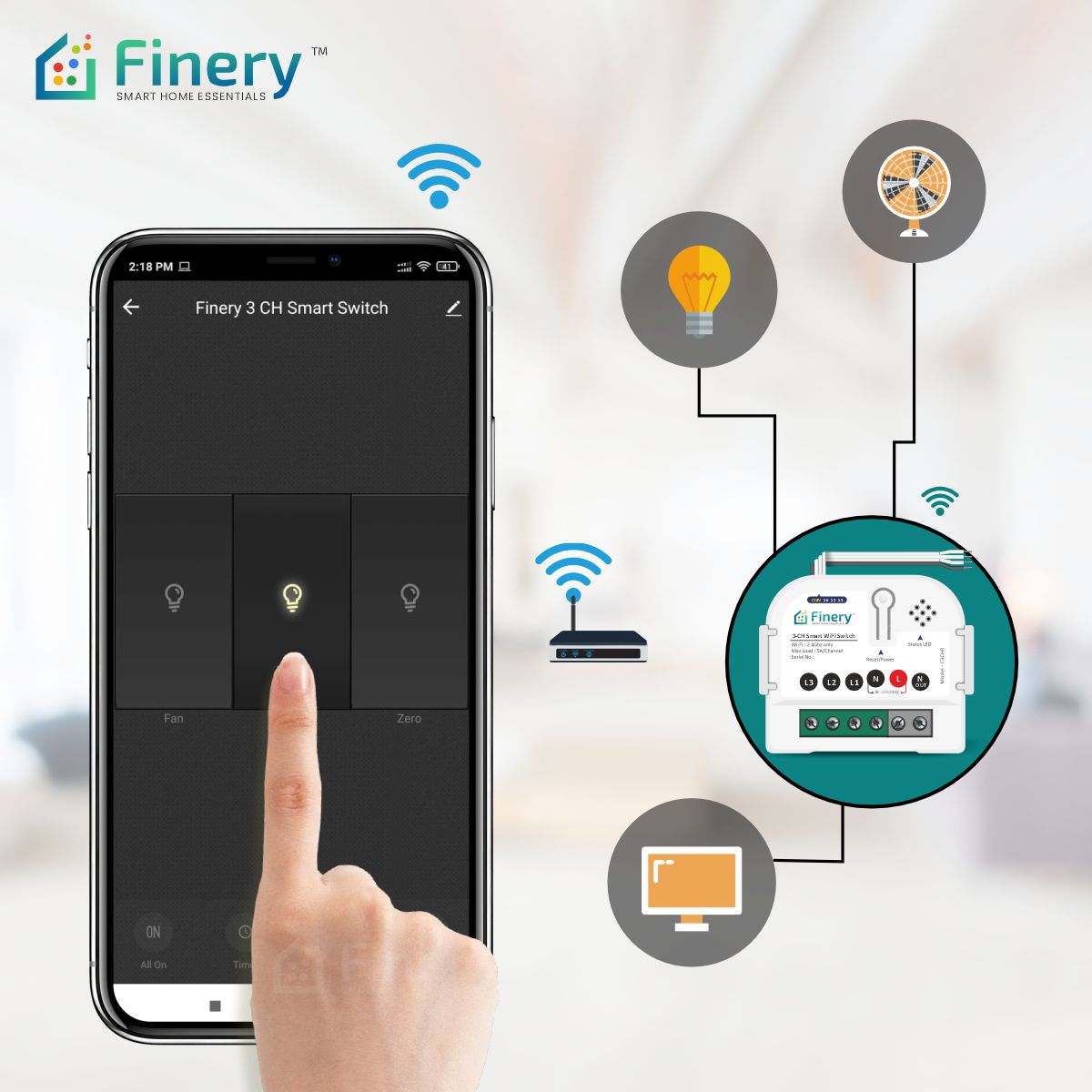 Finery 3 Channel WiFi Smart Switch Retrofit Kit - Finery Smart Home ...