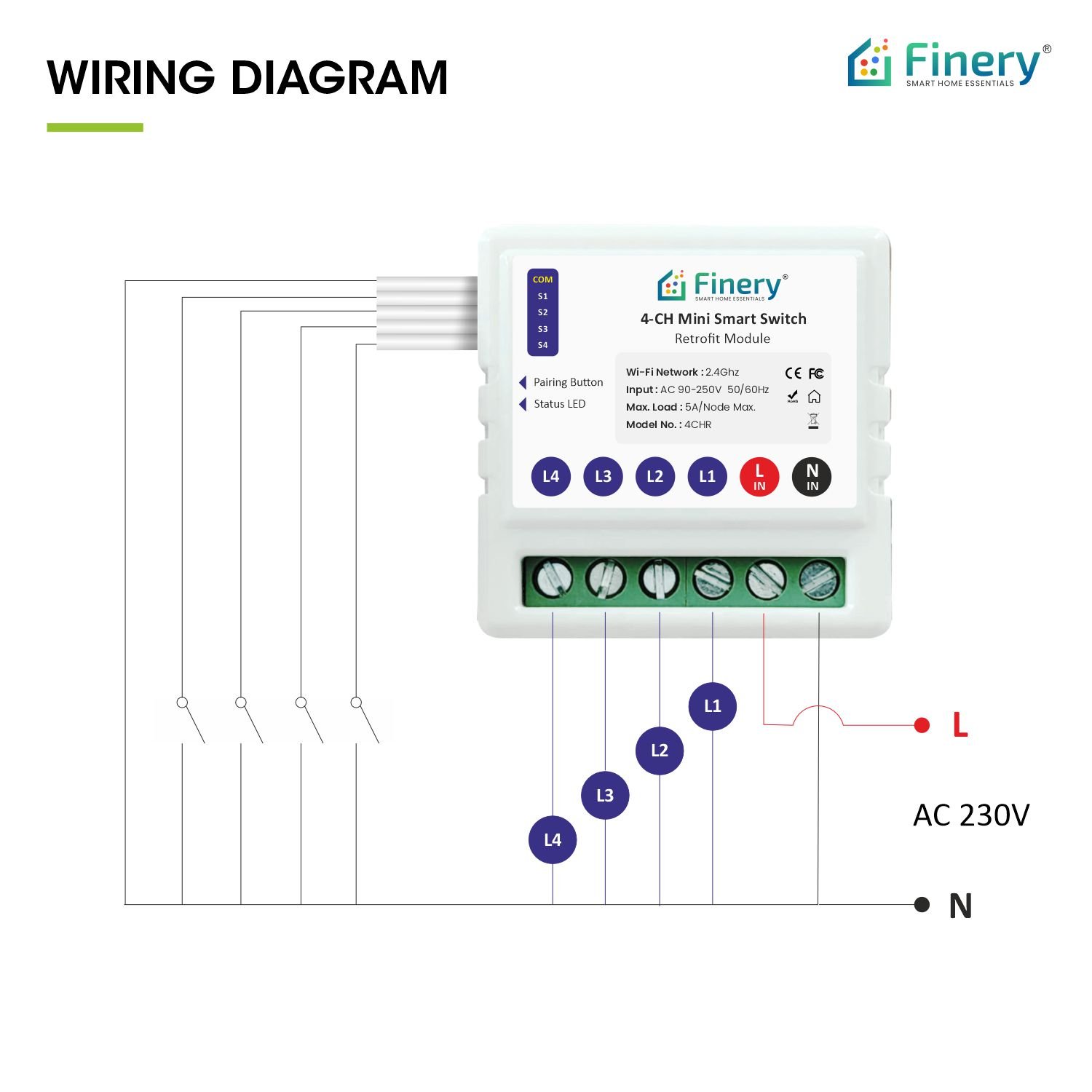 4 node smart switch size wiring
